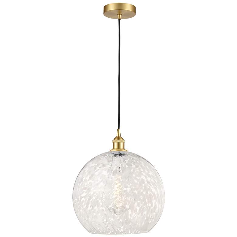 Image 1 Edison 13.75" Wide Satin Gold Cord Hung Pendant With White Mouchette S