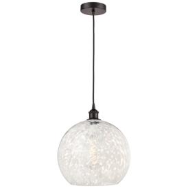Edison 13.75"W Oil Rubbed Bronze Corded Pendant w/ White Mouchette Sha Edison 13.75"W Oil Rubbed Bronze Corded Pendant w/ White Mouchette Sha