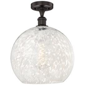 Edison 13.75"W Oil Rubbed Bronze Semi-Flush Mount w/ White Mouchette S Edison 13.75"W Oil Rubbed Bronze Semi-Flush Mount w/ White Mouchette S