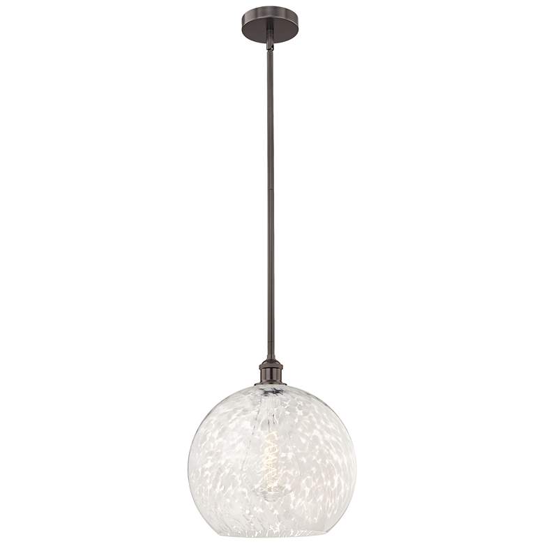 Image 1 Edison 13.75"W Oil Rubbed Bronze Stemmed Pendant w/ White Mouchette Sh
