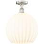 Edison 13.75"W Satin Nickel Semi-Flush Mount w/ White Venetian Shade