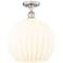 Edison 13.75"W Satin Nickel Semi-Flush Mount w/ White Venetian Shade