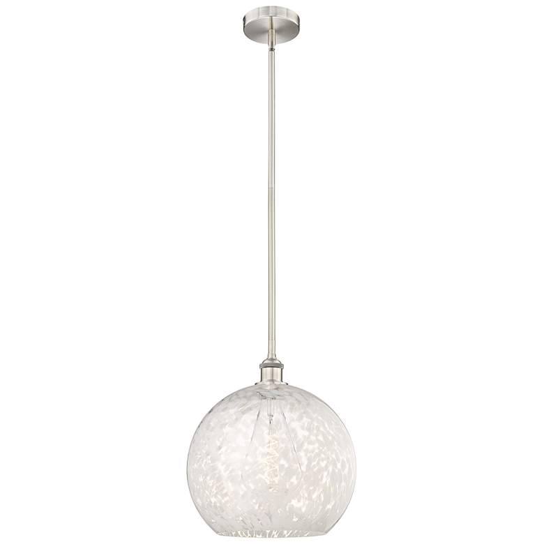 Image 1 Edison 13.75"W Satin Nickel Stemmed Pendant w/ White Mouchette Shade