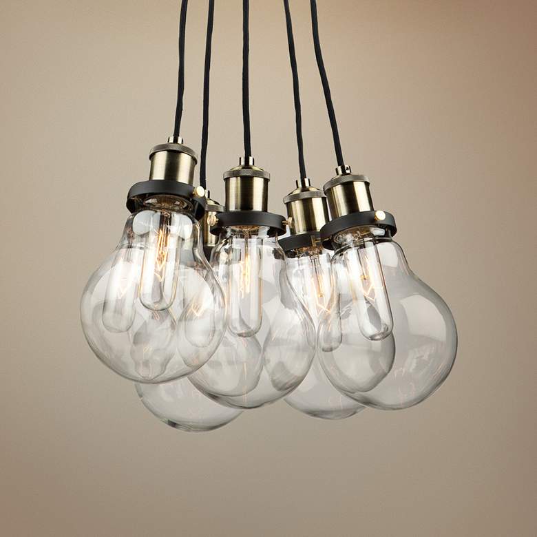 Image 1 Edison 15 3/4"W Matte Black Retro Multi Light Pendant