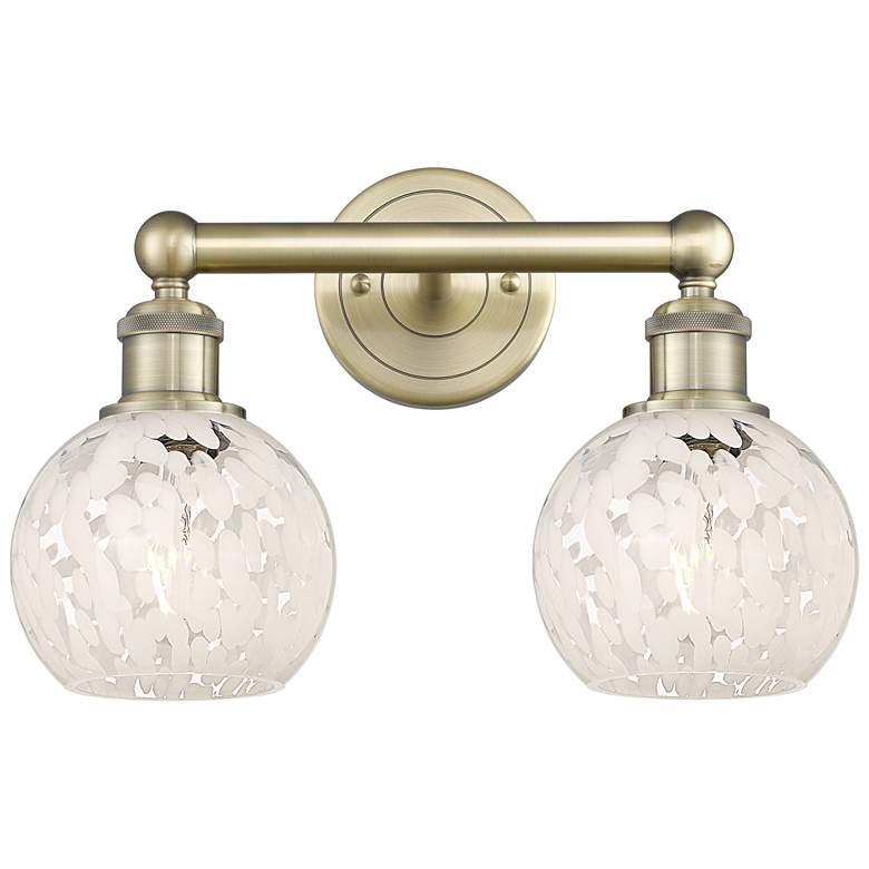 Image 1 Edison 15" Wide 2 Light Antique Brass Bath Light With White Mouchette