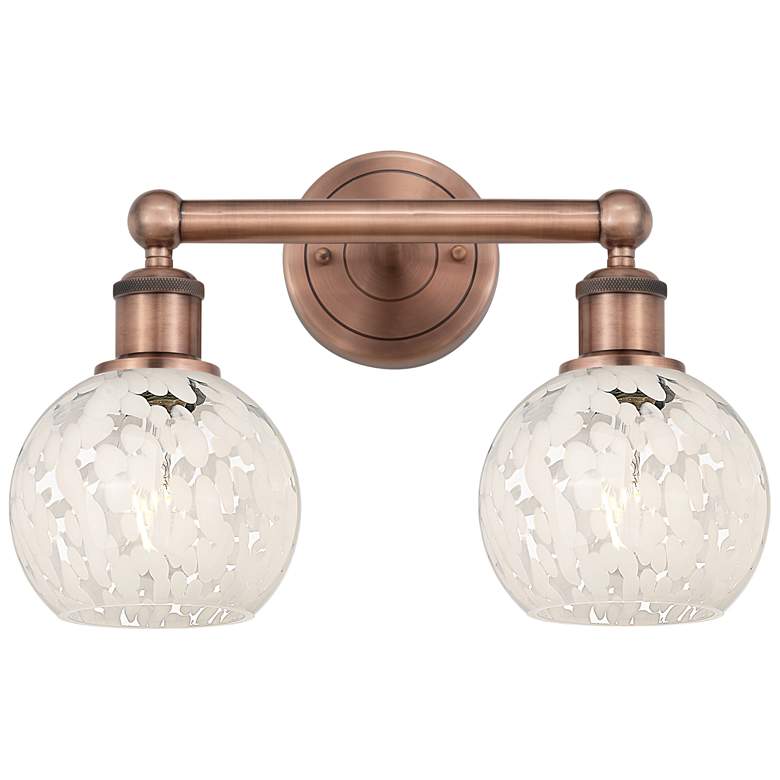 Image 1 Edison 15" Wide 2 Light Antique Copper Bath Light w/ White Mouchette S