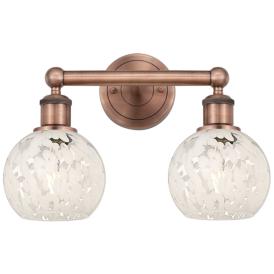 Edison 15" Wide 2 Light Antique Copper Bath Light w/ White Mouchette S Edison 15" Wide 2 Light Antique Copper Bath Light w/ White Mouchette S