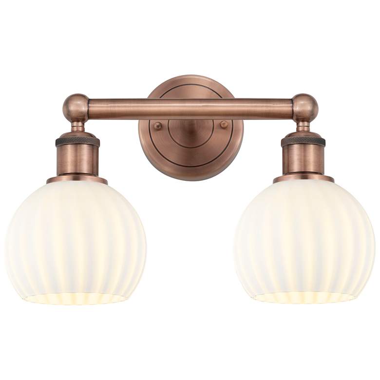 Image 1 Edison 15" Wide 2 Light Antique Copper Bath Light With White Venetian