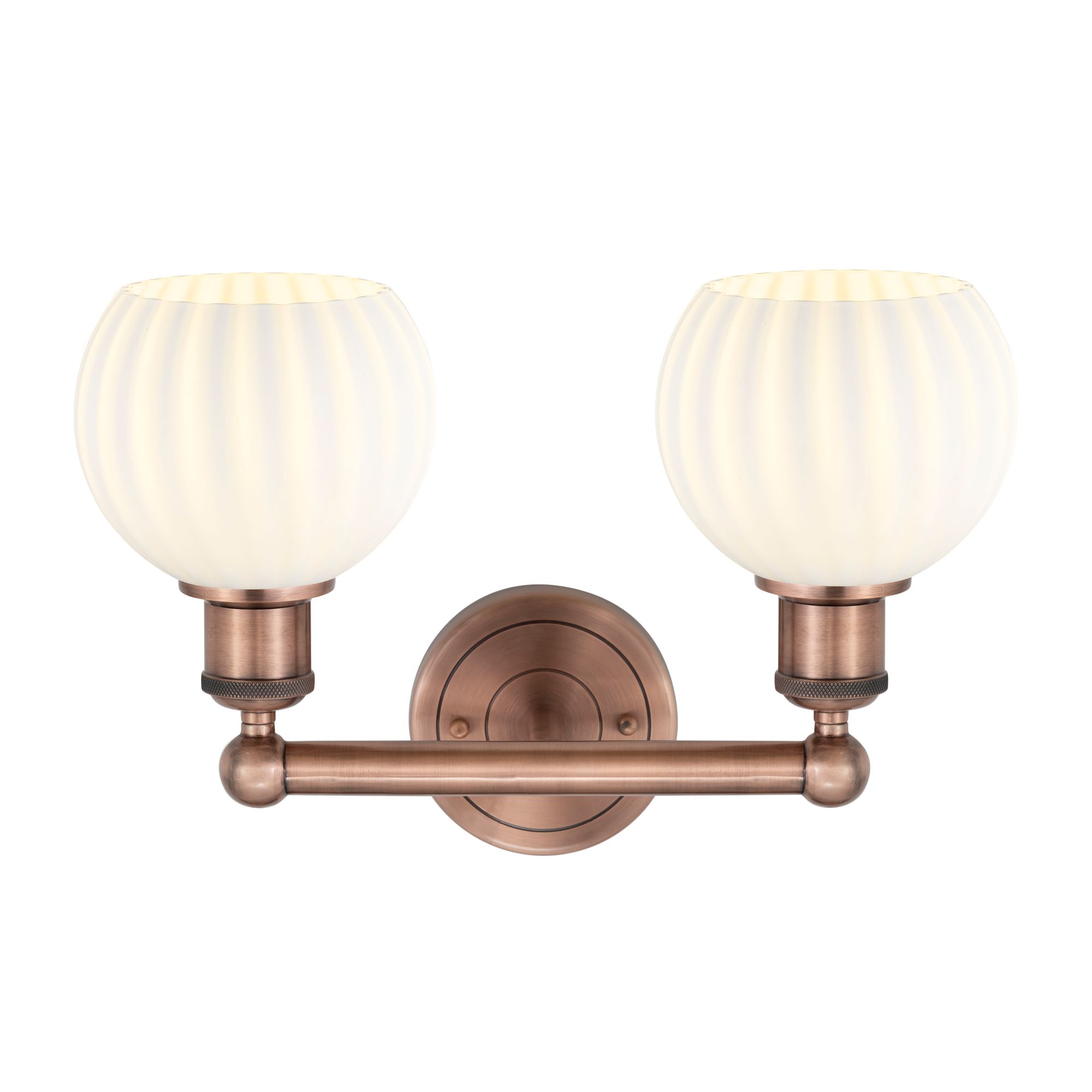 Image 2 Edison 15" Wide 2 Light Antique Copper Bath Light With White Venetian  more views