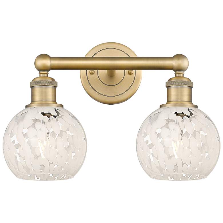 Image 1 Edison 15" Wide 2 Light Brushed Brass Bath Light With White Mouchette