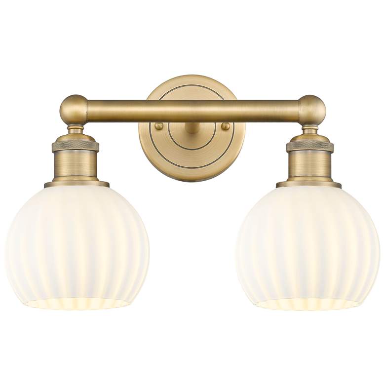 Image 1 Edison 15" Wide 2 Light Brushed Brass Bath Light With White Venetian S