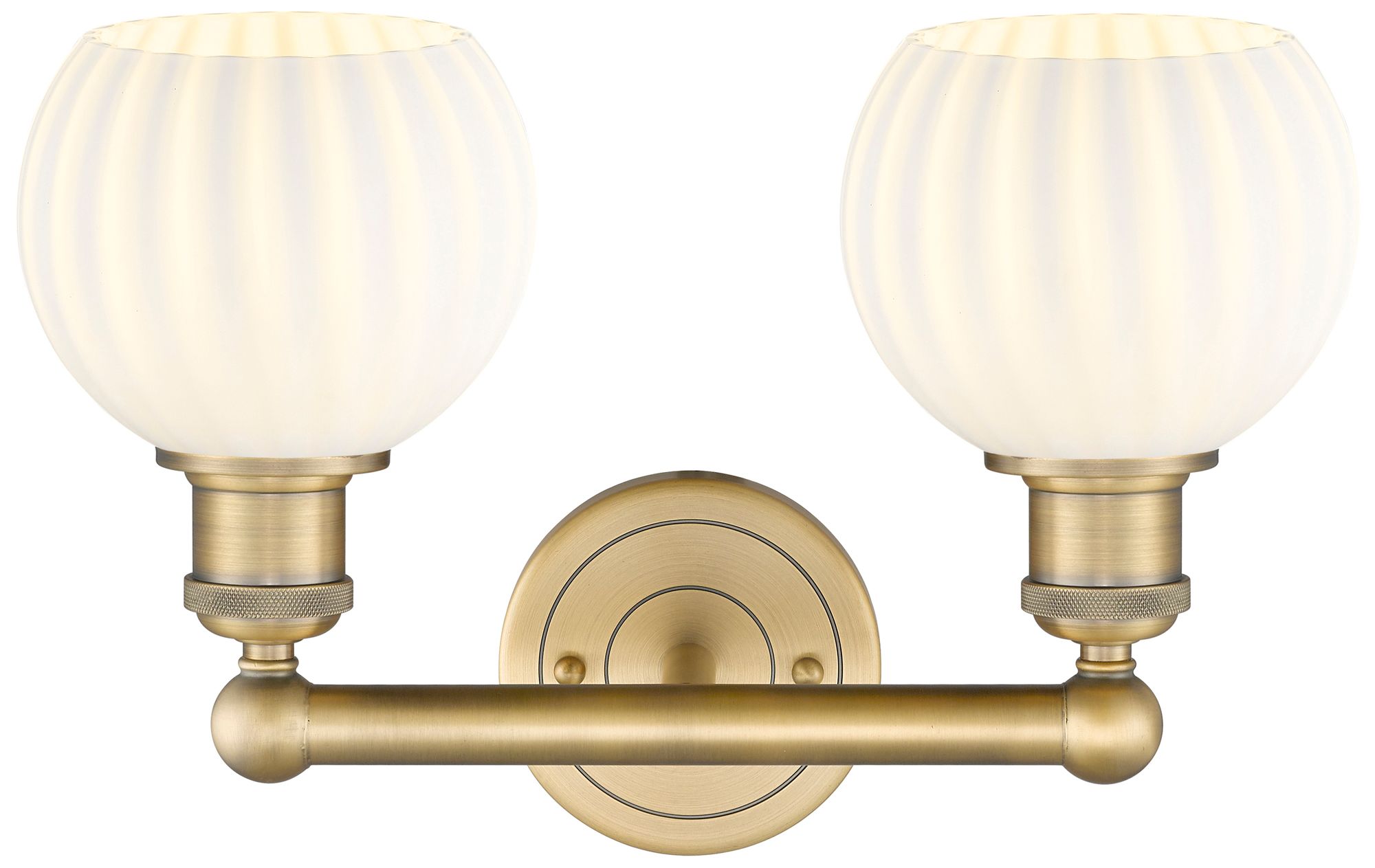 Image 2 Edison 15" Wide 2 Light Brushed Brass Bath Light With White Venetian S more views