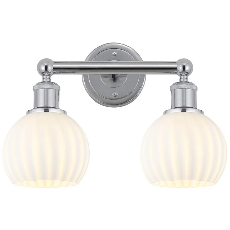 Image 1 Edison 15" Wide 2 Light Polished Chrome Bath Light w/ White Venetian S