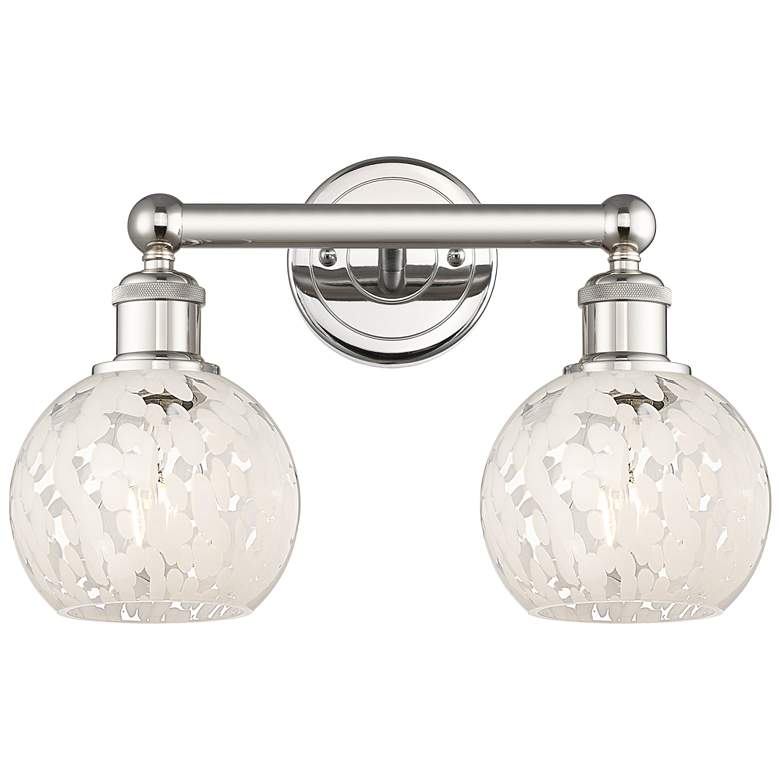 Image 1 Edison 15" Wide 2 Light Polished Nickel Bath Light w/ White Mouchette
