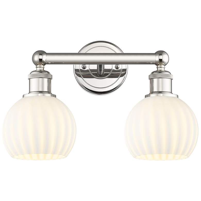 Image 1 Edison 15" Wide 2 Light Polished Nickel Bath Light w/ White Venetian S