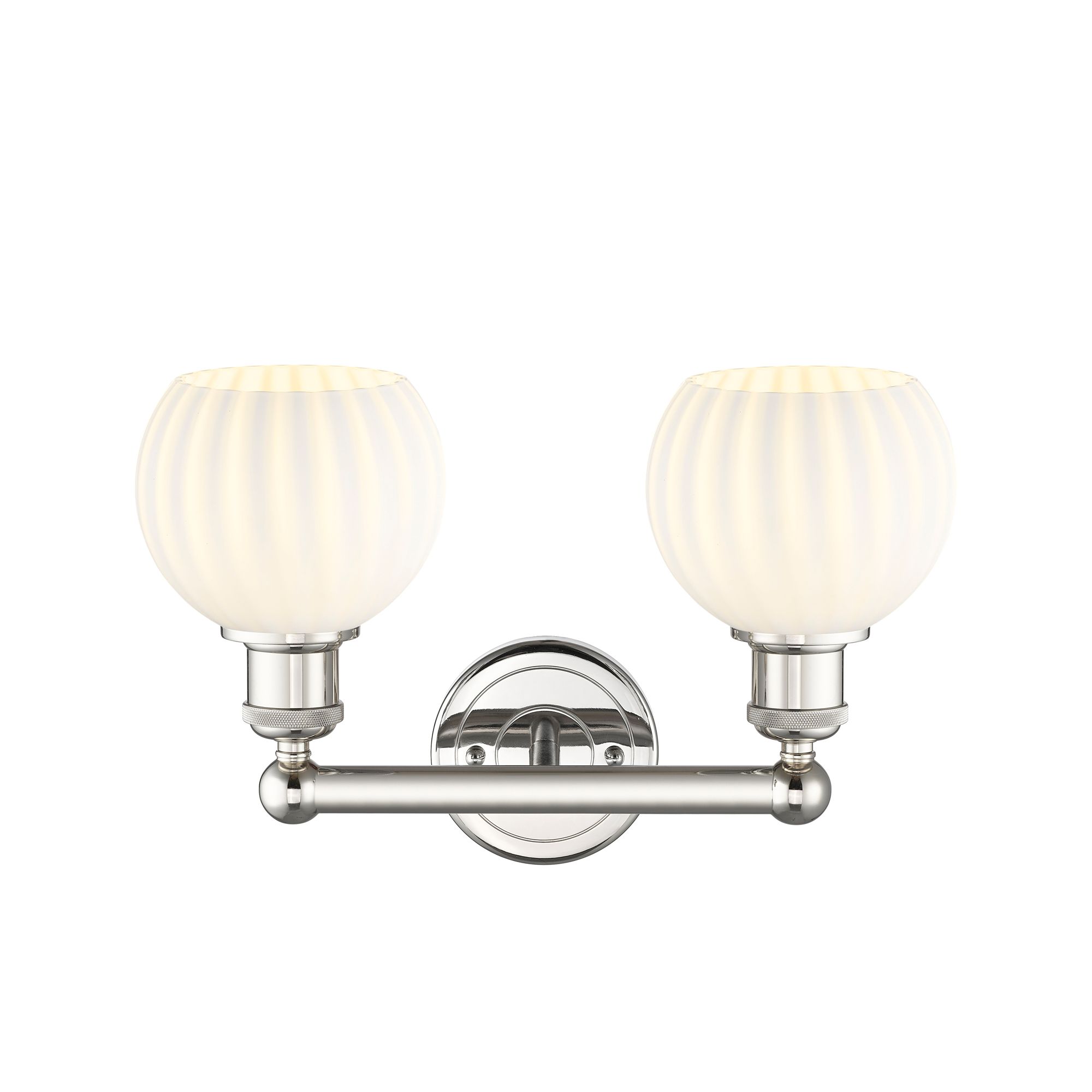 Image 2 Edison 15" Wide 2 Light Polished Nickel Bath Light w/ White Venetian S more views