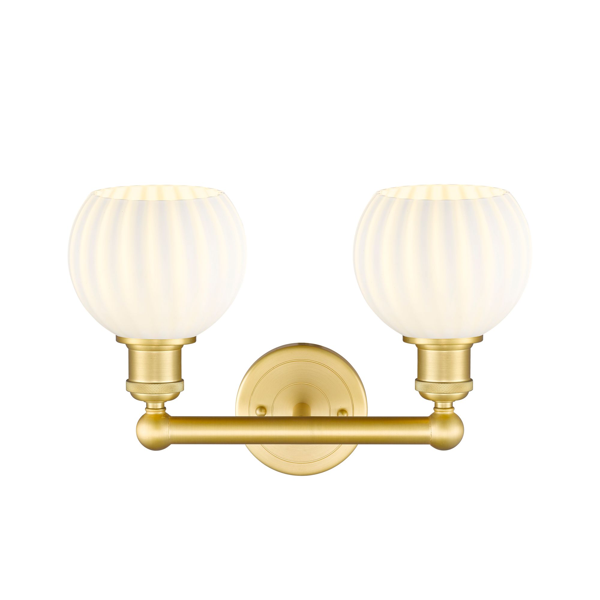 Image 2 Edison 15" Wide 2 Light Satin Gold Bath Light With White Venetian Shad more views