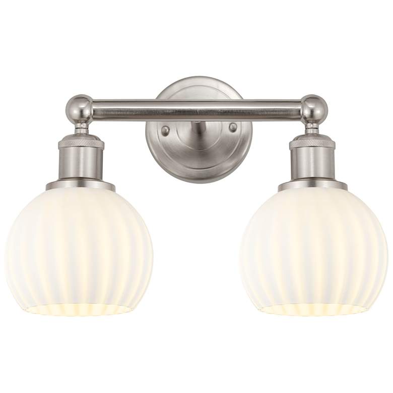 Image 1 Edison 15"W 2 Light Brushed Satin Nickel Bath Light w/ White Venetian