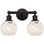 Edison 15"W 2 Light Oil Rubbed Bronze Bath Light w/ White Mouchette Sh