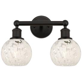 Edison 15"W 2 Light Oil Rubbed Bronze Bath Light w/ White Mouchette Sh Edison 15"W 2 Light Oil Rubbed Bronze Bath Light w/ White Mouchette Sh