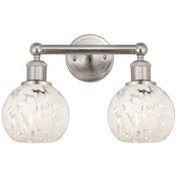 Edison 15"W 2 Light Satin Nickel Bath Light w/ White Mouchette Shade