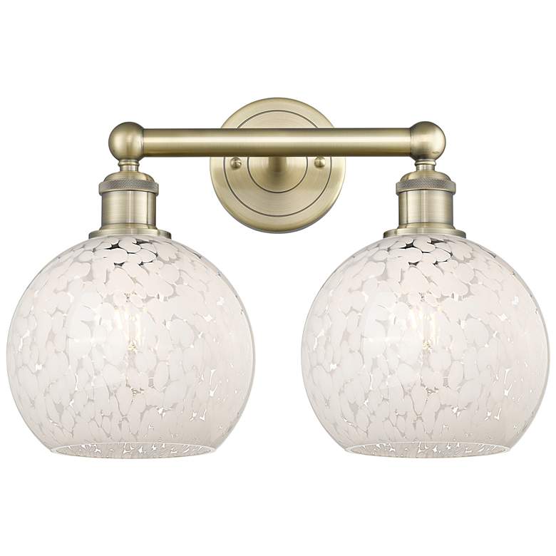 Image 1 Edison 17" Wide 2 Light Antique Brass Bath Light With White Mouchette