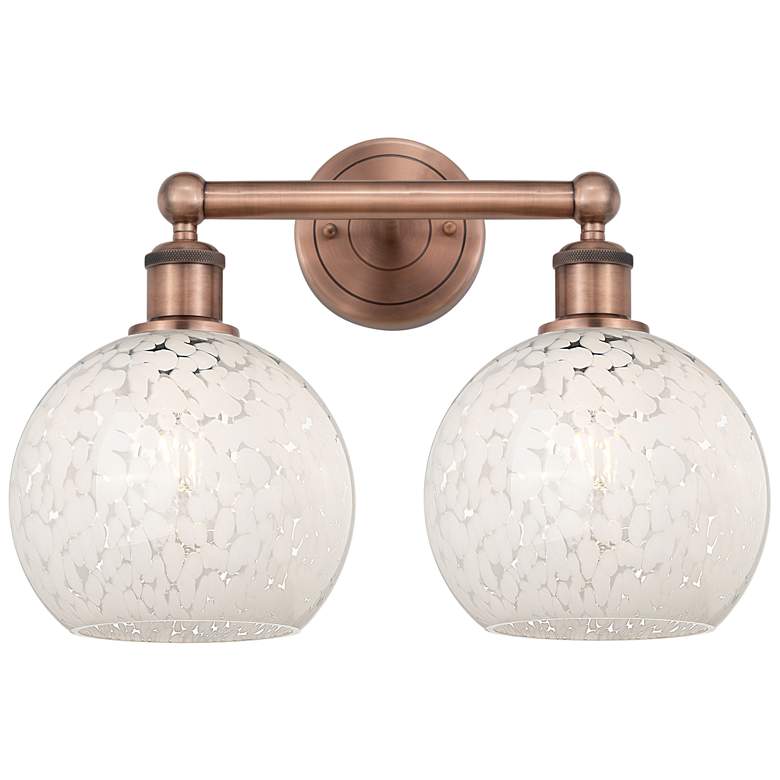 Image 1 Edison 17" Wide 2 Light Antique Copper Bath Light w/ White Mouchette S