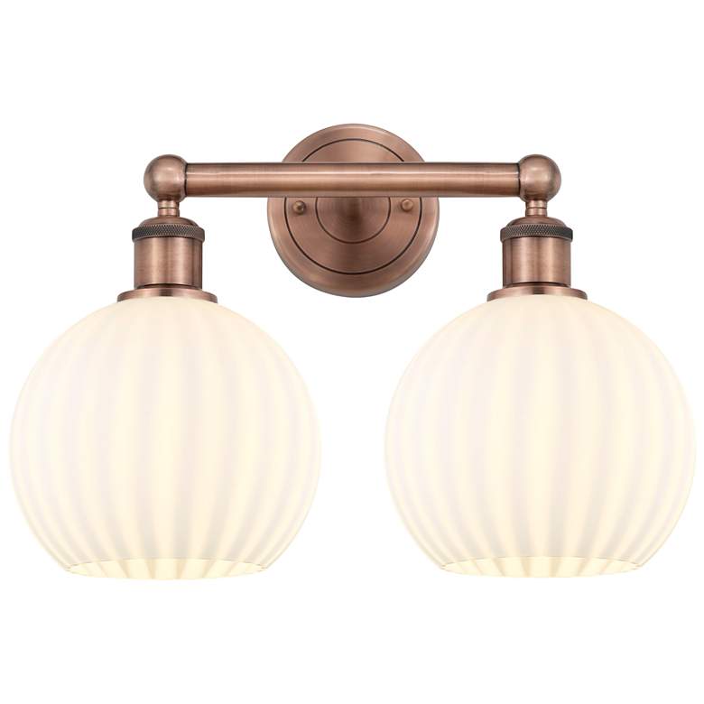 Image 1 Edison 17" Wide 2 Light Antique Copper Bath Light With White Venetian