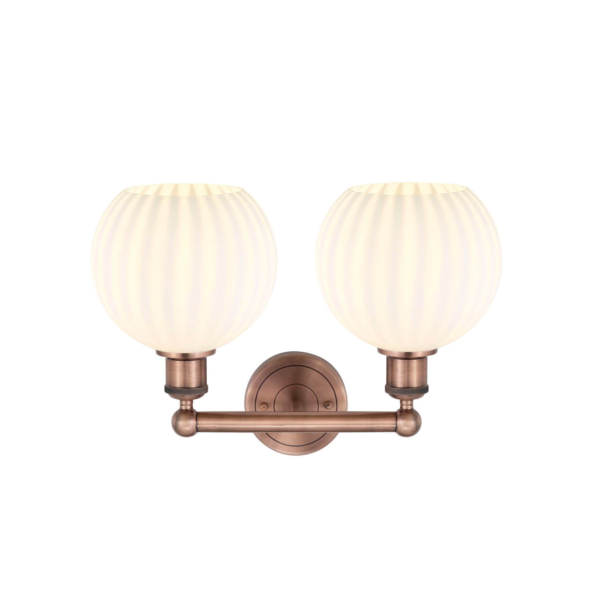 Image 2 Edison 17" Wide 2 Light Antique Copper Bath Light With White Venetian  more views
