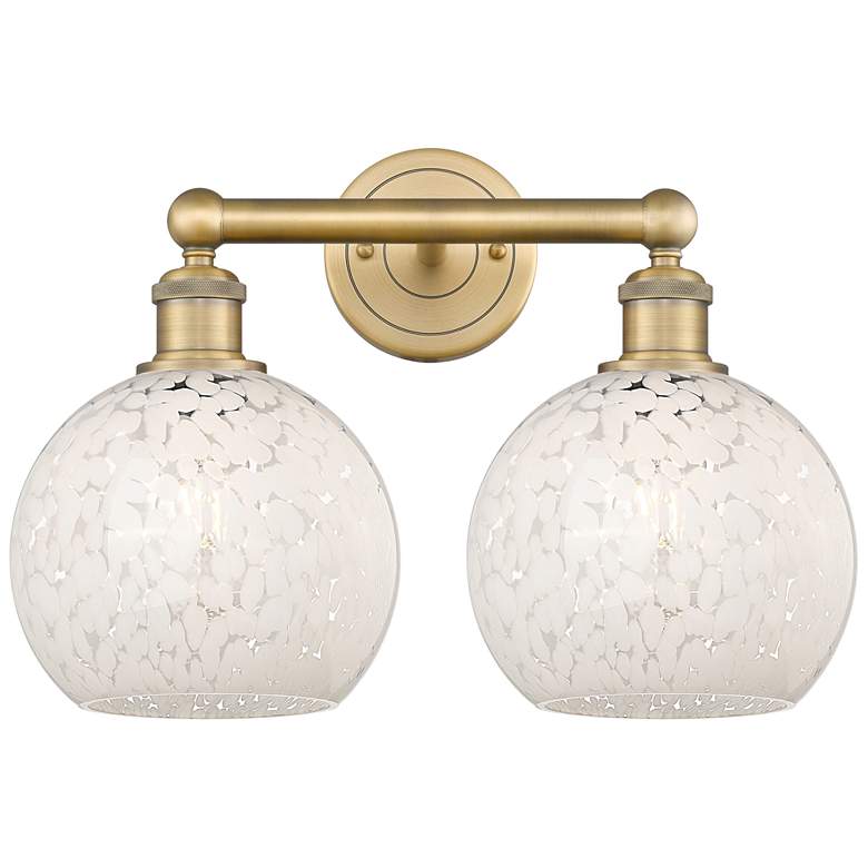 Image 1 Edison 17" Wide 2 Light Brushed Brass Bath Light With White Mouchette