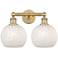 Edison 17" Wide 2 Light Brushed Brass Bath Light With White Mouchette