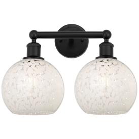 Edison 17" Wide 2 Light Matte Black Bath Light With White Mouchette Sh Edison 17" Wide 2 Light Matte Black Bath Light With White Mouchette Sh