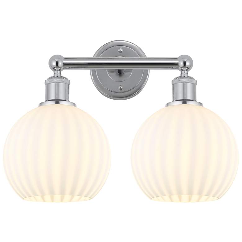 Image 1 Edison 17" Wide 2 Light Polished Chrome Bath Light w/ White Venetian S