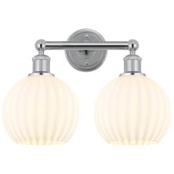 Edison 17" Wide 2 Light Polished Chrome Bath Light w/ White Venetian S