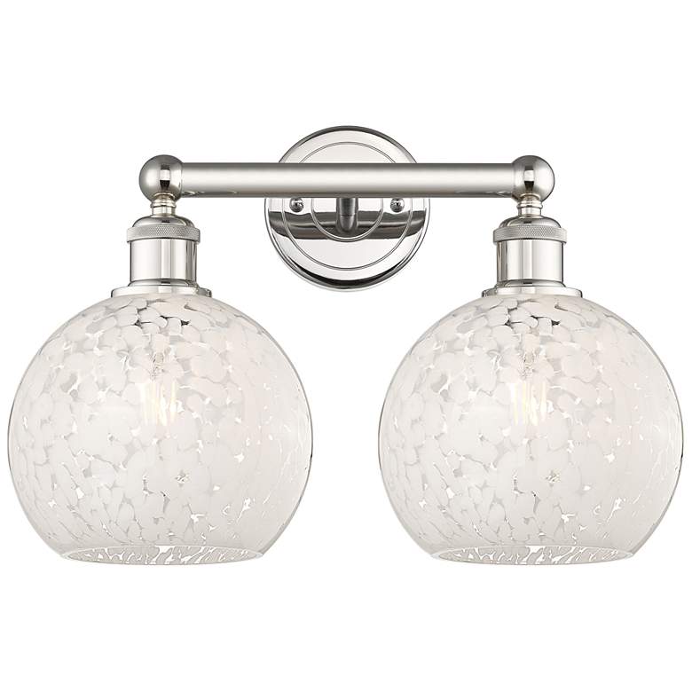 Image 1 Edison 17" Wide 2 Light Polished Nickel Bath Light w/ White Mouchette
