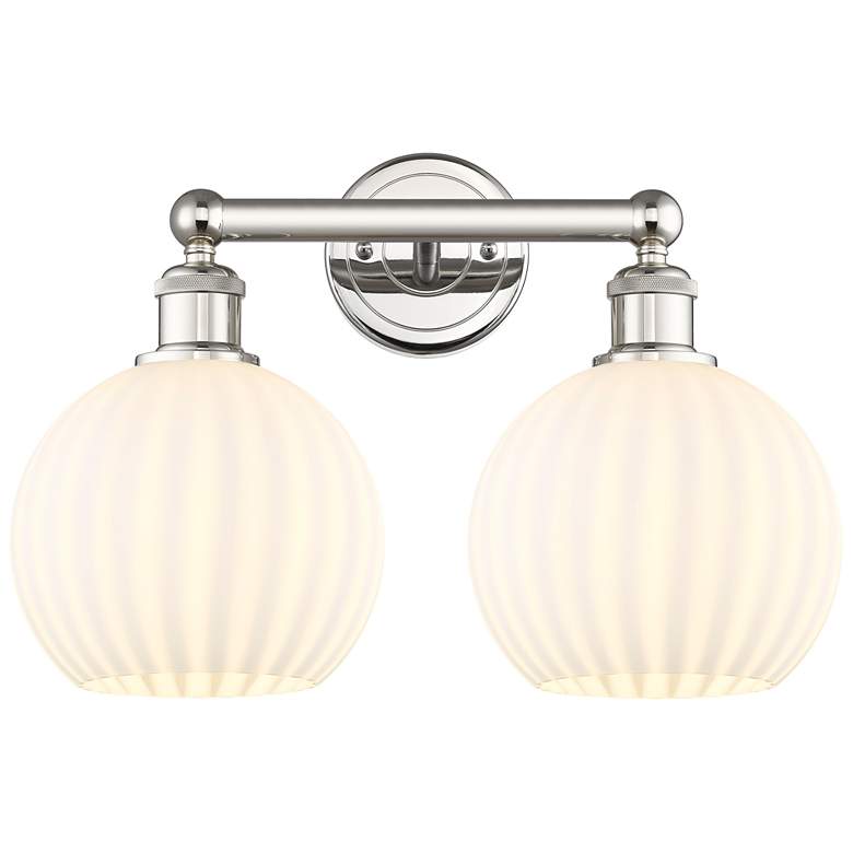 Image 1 Edison 17" Wide 2 Light Polished Nickel Bath Light w/ White Venetian S