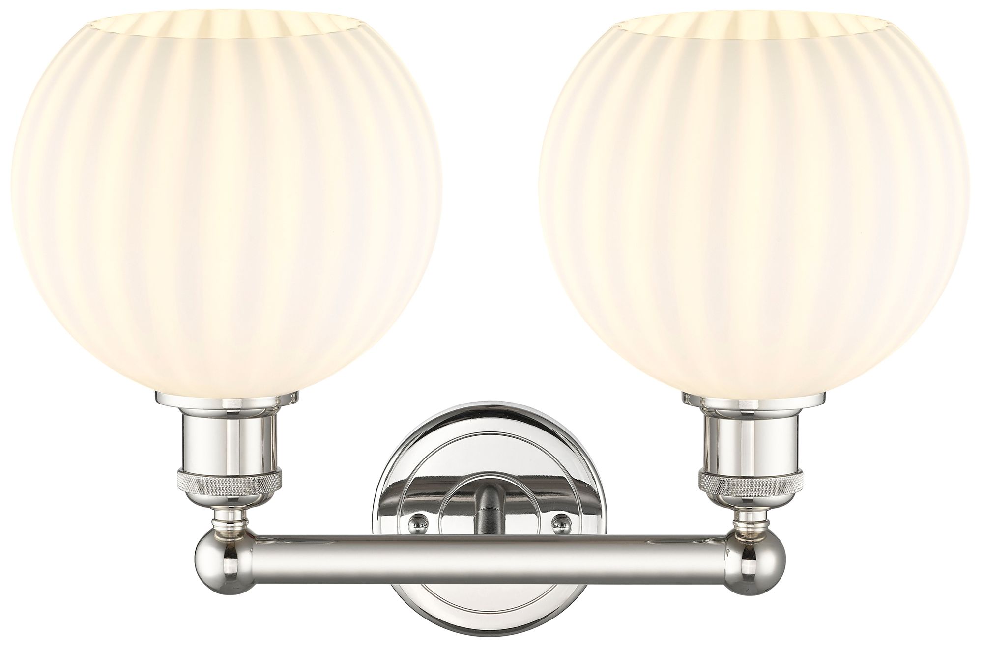 Image 2 Edison 17" Wide 2 Light Polished Nickel Bath Light w/ White Venetian S more views