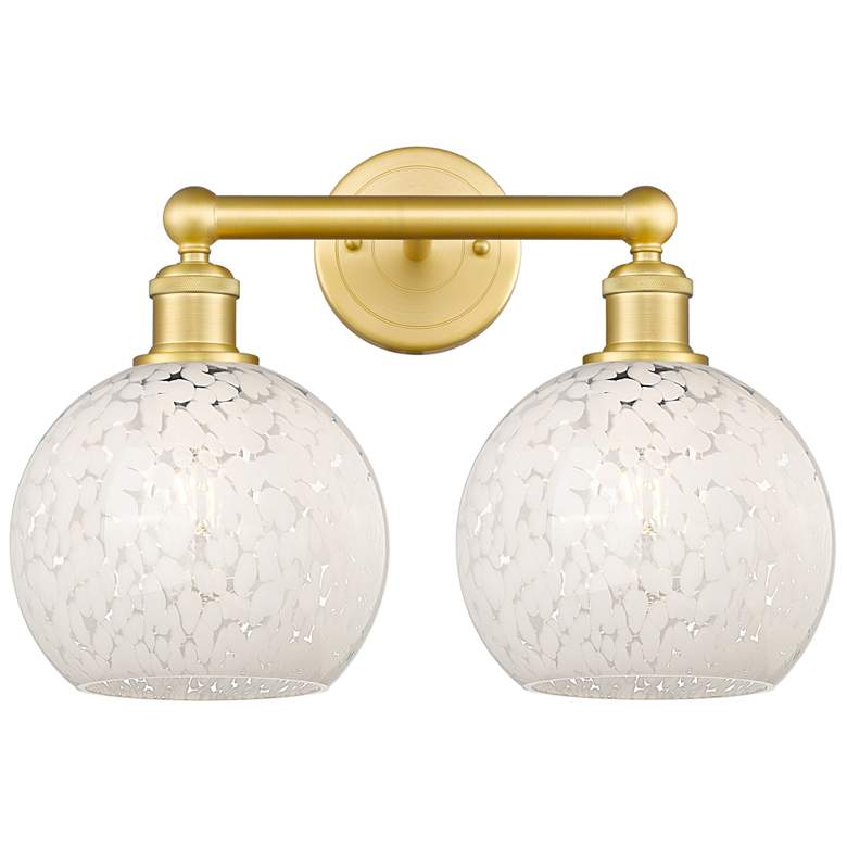 Image 1 Edison 17" Wide 2 Light Satin Gold Bath Light With White Mouchette Sha