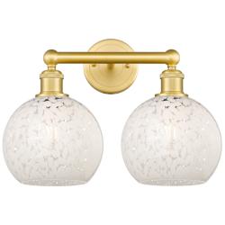 Edison 17" Wide 2 Light Satin Gold Bath Light With White Mouchette Sha