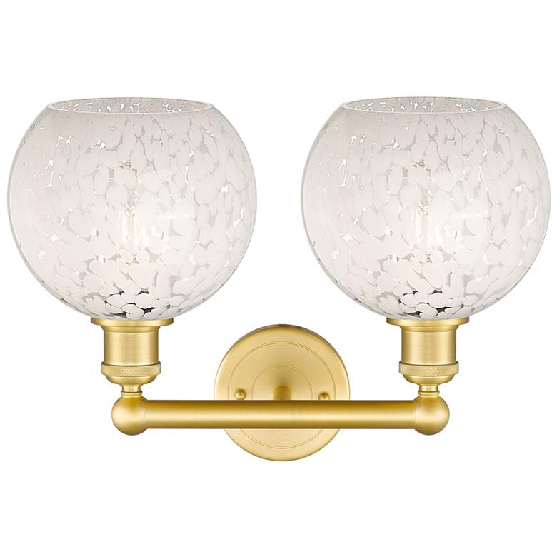 Image 2 Edison 17" Wide 2 Light Satin Gold Bath Light With White Mouchette Sha more views