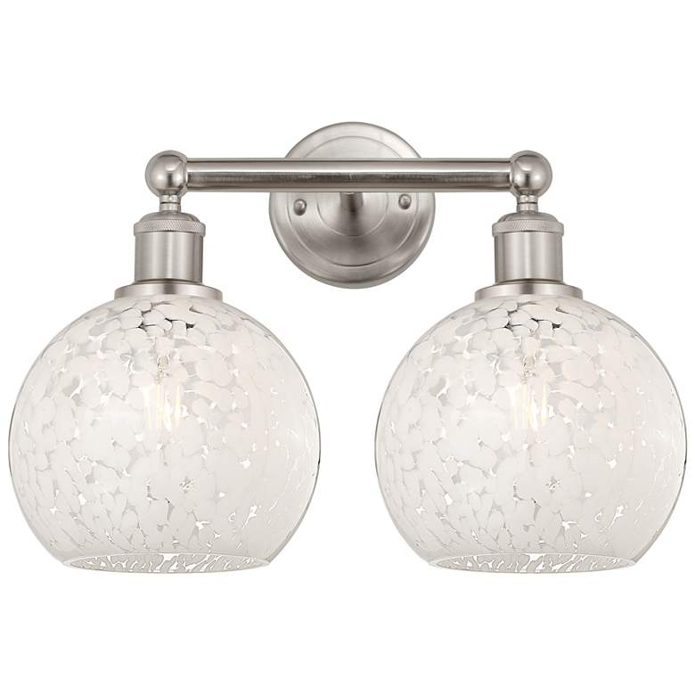 Image 1 Edison 17" Wide 2 Light Satin Nickel Bath Light With White Mouchette S