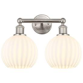 Image1 of Edison 17" Wide 2 Light Satin Nickel Bath Light With White Venetian Sh