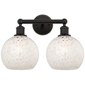 Edison 17"W 2 Light Oil Rubbed Bronze Bath Light w/ White Mouchette Sh Edison 17"W 2 Light Oil Rubbed Bronze Bath Light w/ White Mouchette Sh