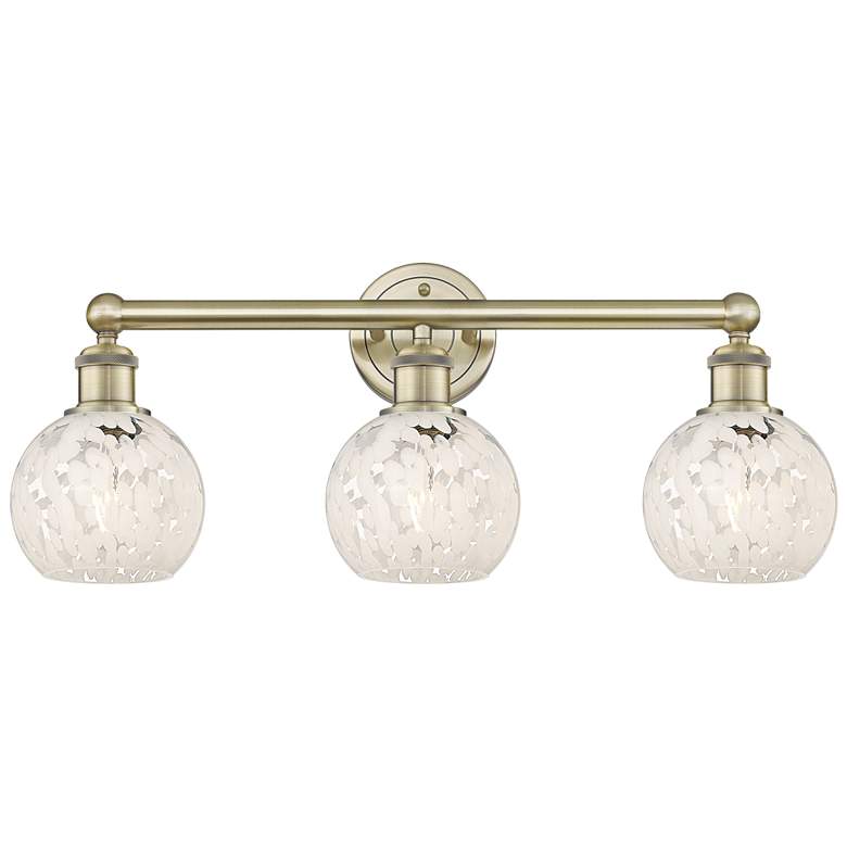 Image 1 Edison 24" Wide 3 Light Antique Brass Bath Light With White Mouchette