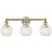 Edison 24" Wide 3 Light Antique Brass Bath Light With White Mouchette