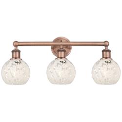 Edison 24" Wide 3 Light Antique Copper Bath Light w/ White Mouchette S