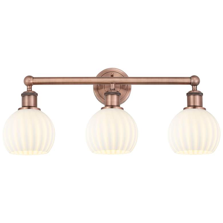 Image 1 Edison 24" Wide 3 Light Antique Copper Bath Light With White Venetian