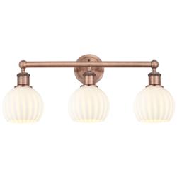 Edison 24" Wide 3 Light Antique Copper Bath Light With White Venetian