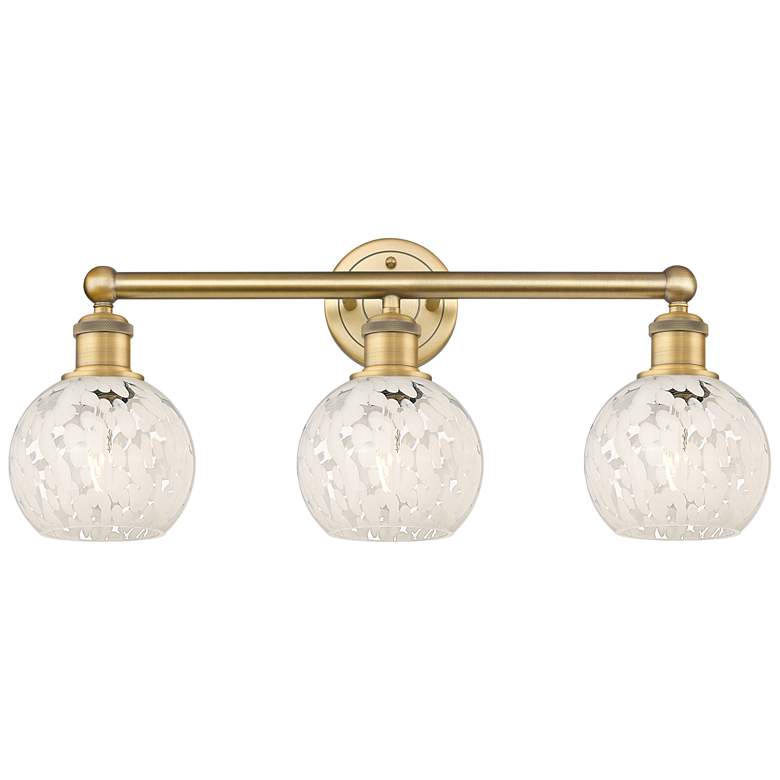 Image 1 Edison 24" Wide 3 Light Brushed Brass Bath Light With White Mouchette