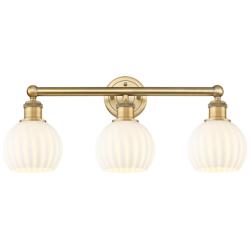 Edison 24" Wide 3 Light Brushed Brass Bath Light With White Venetian S